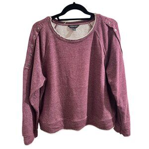🍒 2/$20 🍒Rock Republic Maroon Distressed Sweatshirt, Silver Button Accent sz X